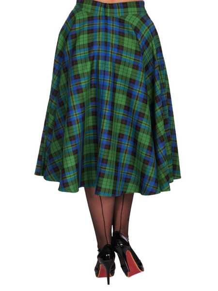 Winter Check Swing Skirt - Green