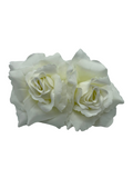 Double Velvet Rose Hair Flower - White