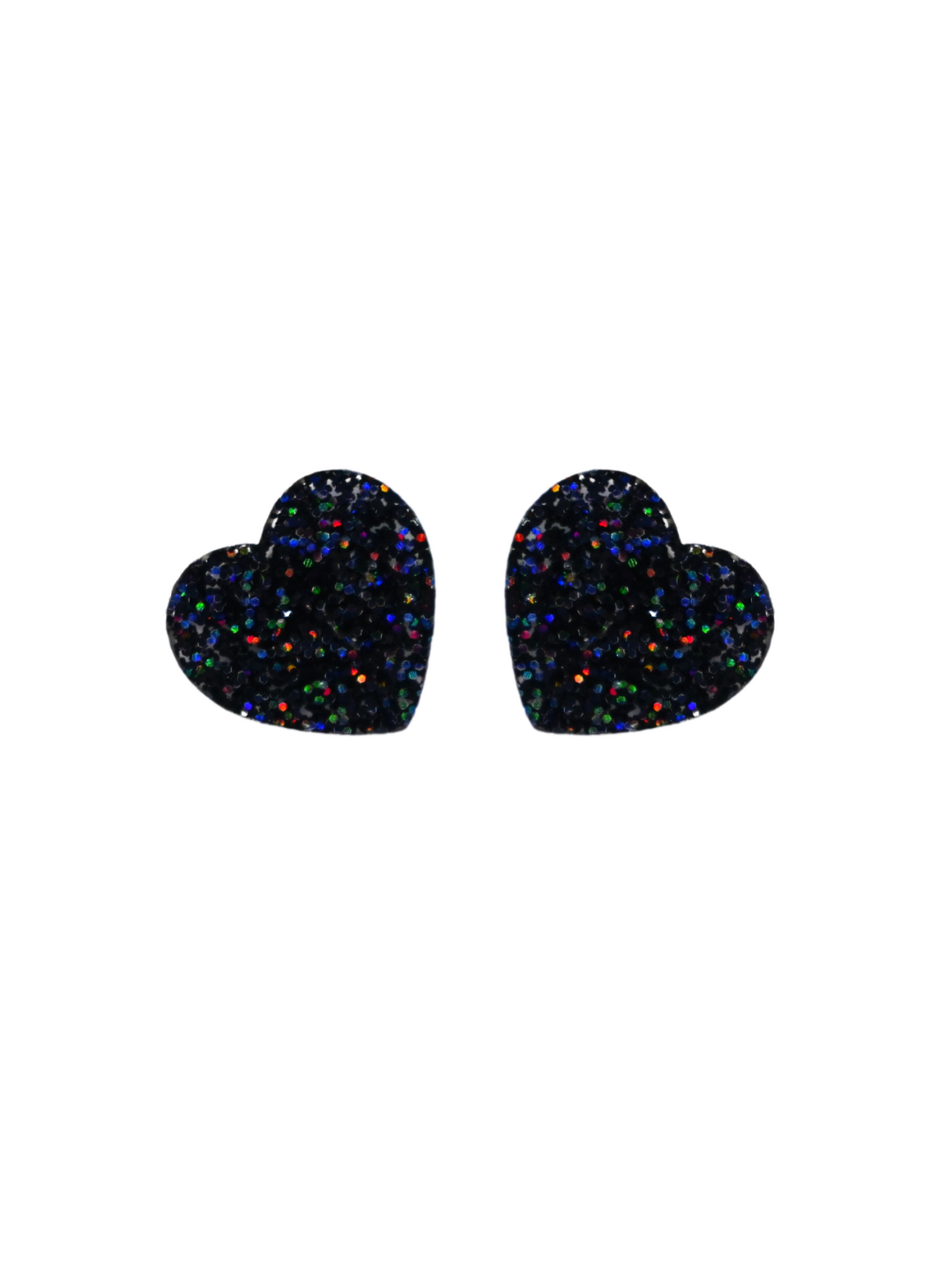 Sweetheart Studs - Black Glitter