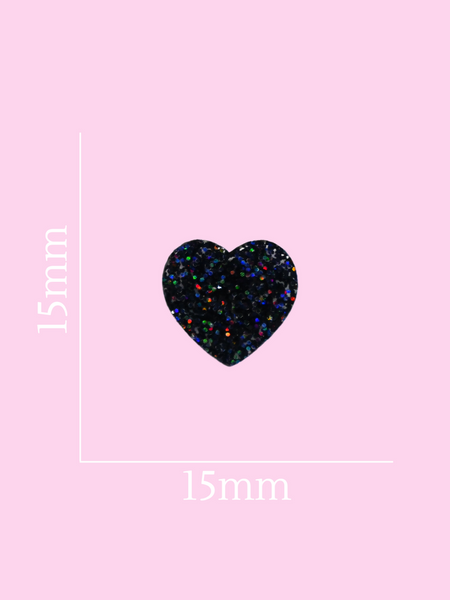 Sweetheart Studs - Black Glitter