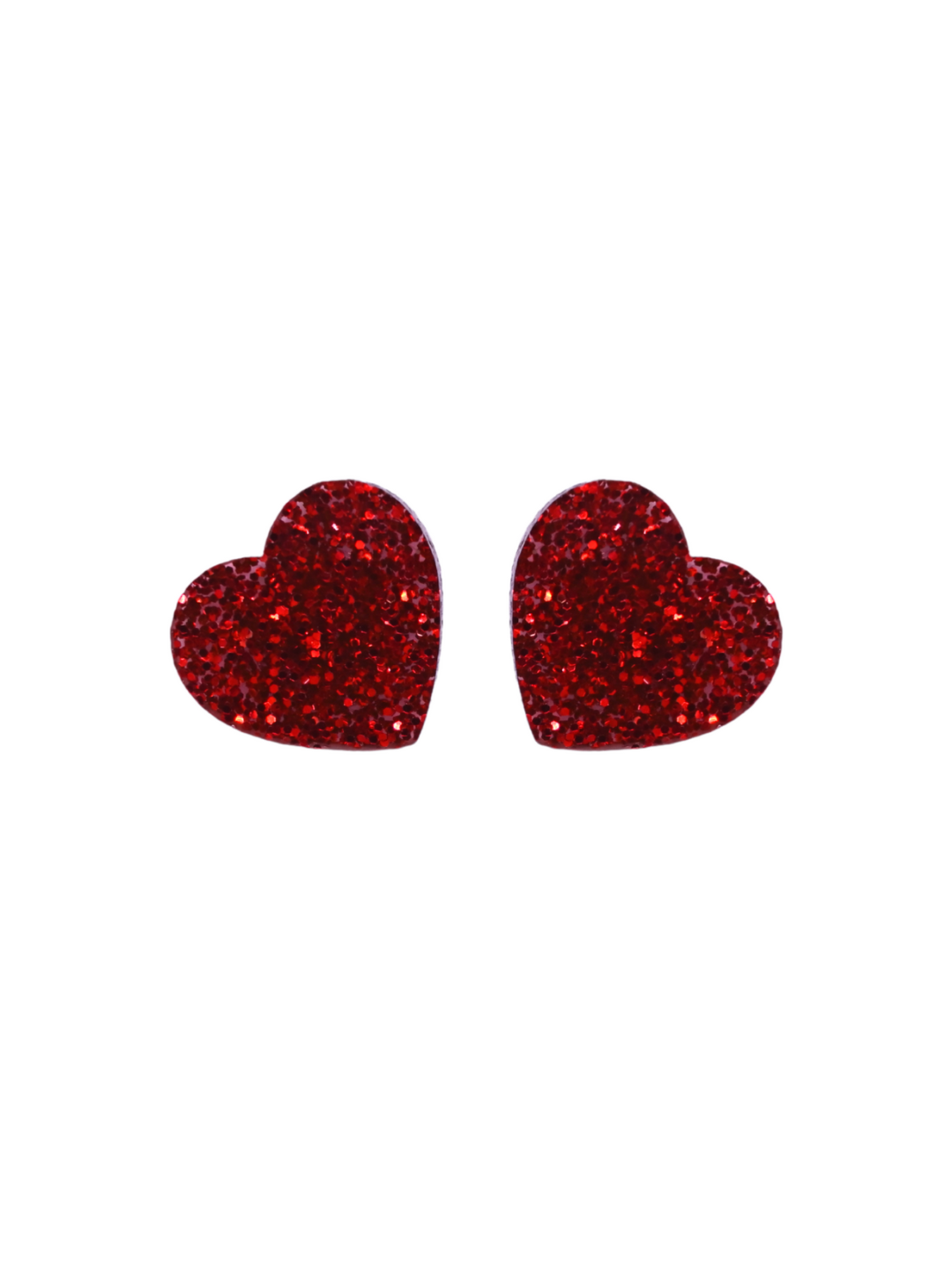 Sweetheart Studs - Red Glitter