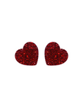 Sweetheart Studs - Red Glitter