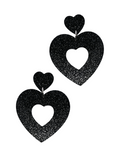 Sweetheart Hoop Earrings - Black Glitter