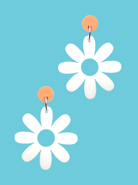 Daisy Drop Earrings - White