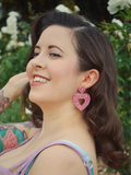 Sweetheart Hoop Earrings - Pink Glitter