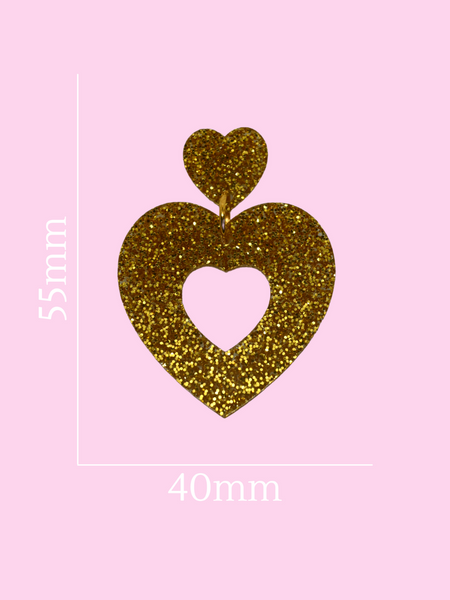 Sweetheart Hoop Earrings - Gold Glitter