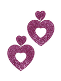 Sweetheart Hoop Earrings - Pink Glitter