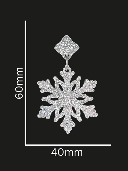 Snowflake Drop Earrings - Silver Confetti