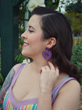 Sweetheart Hoop Earrings - Purple Glitter