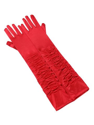 Ellie Satin Elbow Gloves - Red